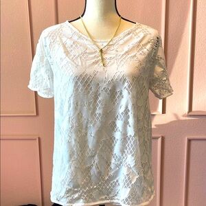 Ann Taylor White Lace Top M